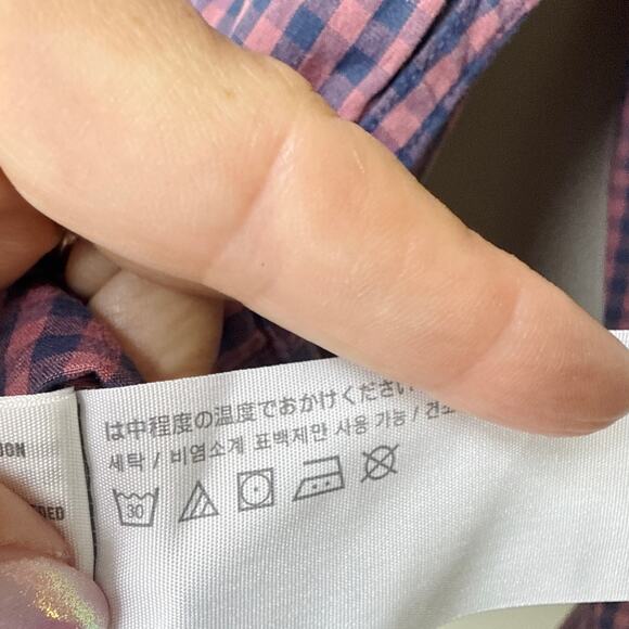 NEW NWT Abercrombie & Fitch Stretch Gingham Pink Blue Button Down Shirt Large - Picture 8 of 9